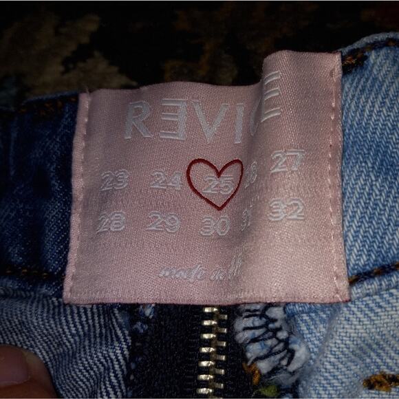 REVICE "Yin-Yang" Fully Functional Zipper Crop Jeans 2 Tone Tokyo Wash Size 25 - Picture 3 of 5